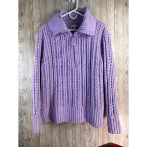Aerie Sweater Womens S Lavender Purple 1/4 Zip Chenille Collared Loose‎ Knit